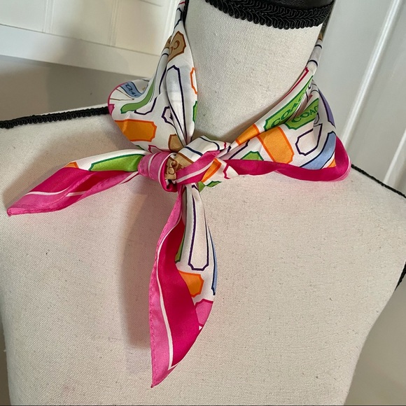 Coach Accessories - Coach Silk Multicolor Signature Scarf